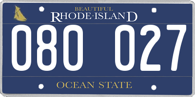 RI license plate 080027