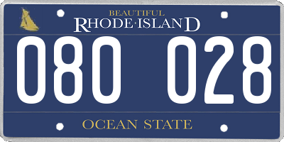 RI license plate 080028