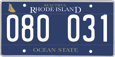 RI license plate 080031