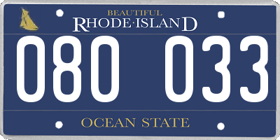 RI license plate 080033