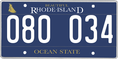 RI license plate 080034