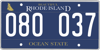 RI license plate 080037