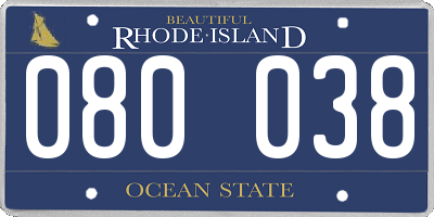 RI license plate 080038
