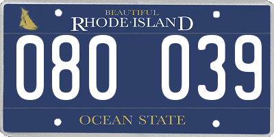 RI license plate 080039