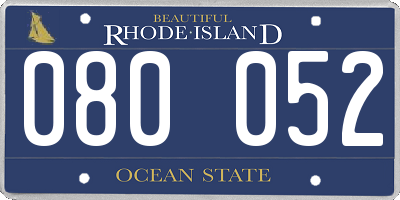 RI license plate 080052