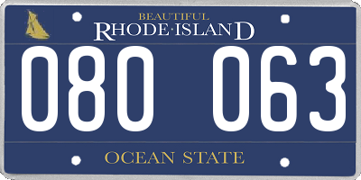 RI license plate 080063