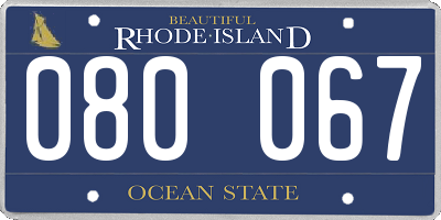 RI license plate 080067