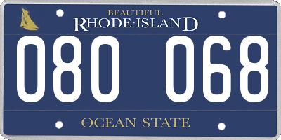 RI license plate 080068