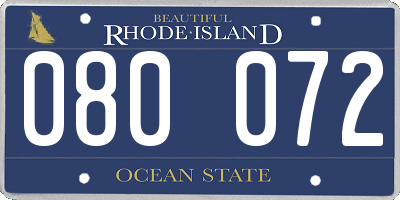 RI license plate 080072
