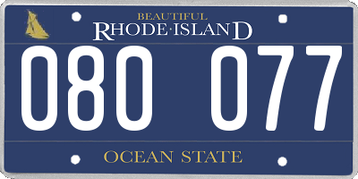RI license plate 080077