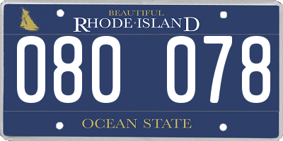 RI license plate 080078