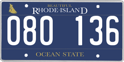 RI license plate 080136