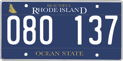 RI license plate 080137