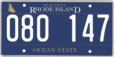 RI license plate 080147