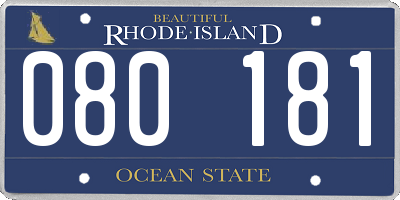 RI license plate 080181