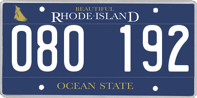 RI license plate 080192