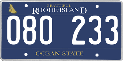 RI license plate 080233