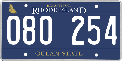 RI license plate 080254