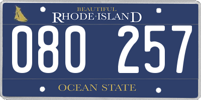RI license plate 080257