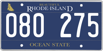 RI license plate 080275