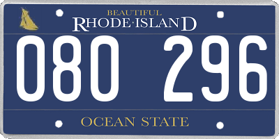 RI license plate 080296