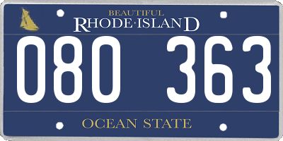 RI license plate 080363