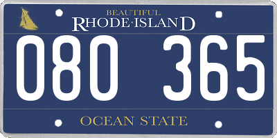 RI license plate 080365