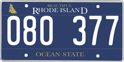 RI license plate 080377
