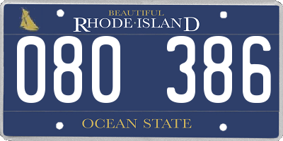 RI license plate 080386
