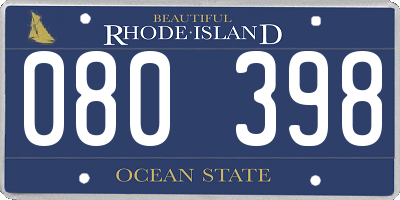RI license plate 080398