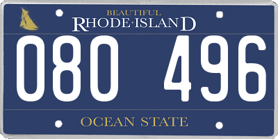 RI license plate 080496