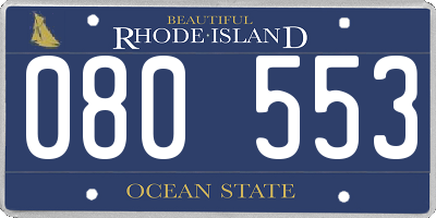 RI license plate 080553