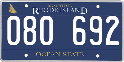 RI license plate 080692