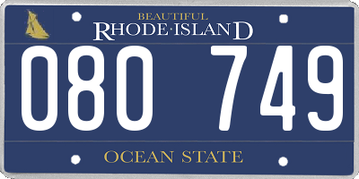 RI license plate 080749