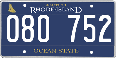 RI license plate 080752