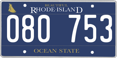 RI license plate 080753