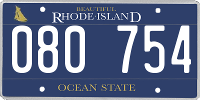 RI license plate 080754