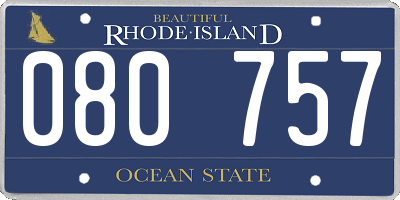 RI license plate 080757