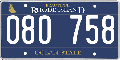 RI license plate 080758