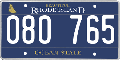 RI license plate 080765