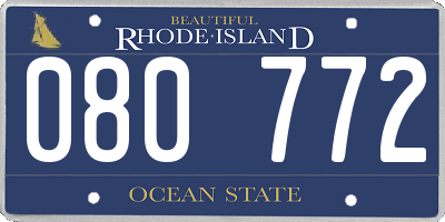 RI license plate 080772
