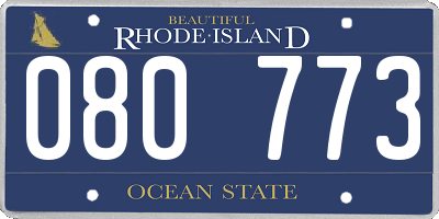 RI license plate 080773