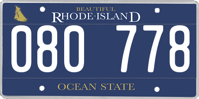 RI license plate 080778
