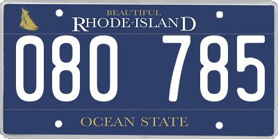 RI license plate 080785