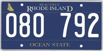 RI license plate 080792
