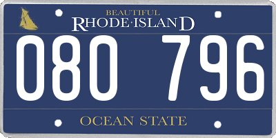 RI license plate 080796