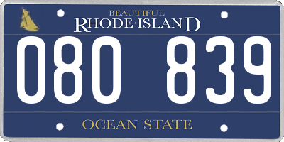 RI license plate 080839