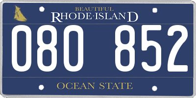 RI license plate 080852