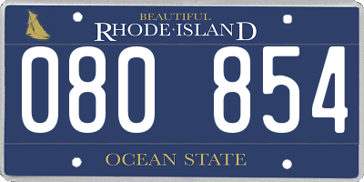 RI license plate 080854