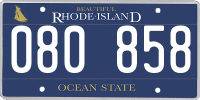 RI license plate 080858